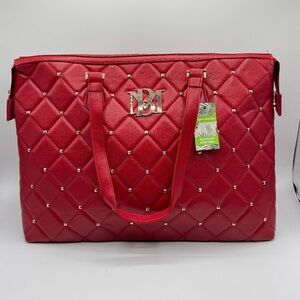 Badgley Mischka Quilted Red Travel Bag